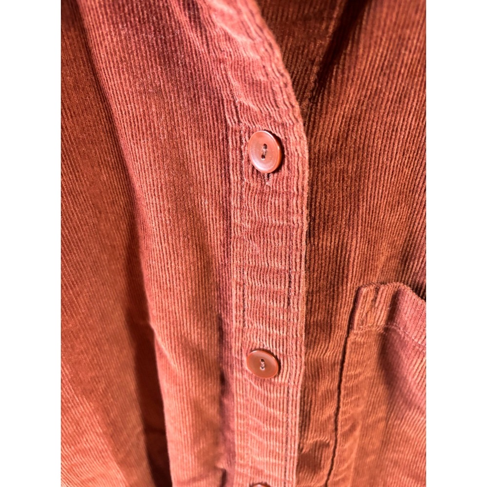 Abercrombie & Fitch Womens XS Oversized Corduroy Button Down Shirt Rust Brown - Picture 3 of 7